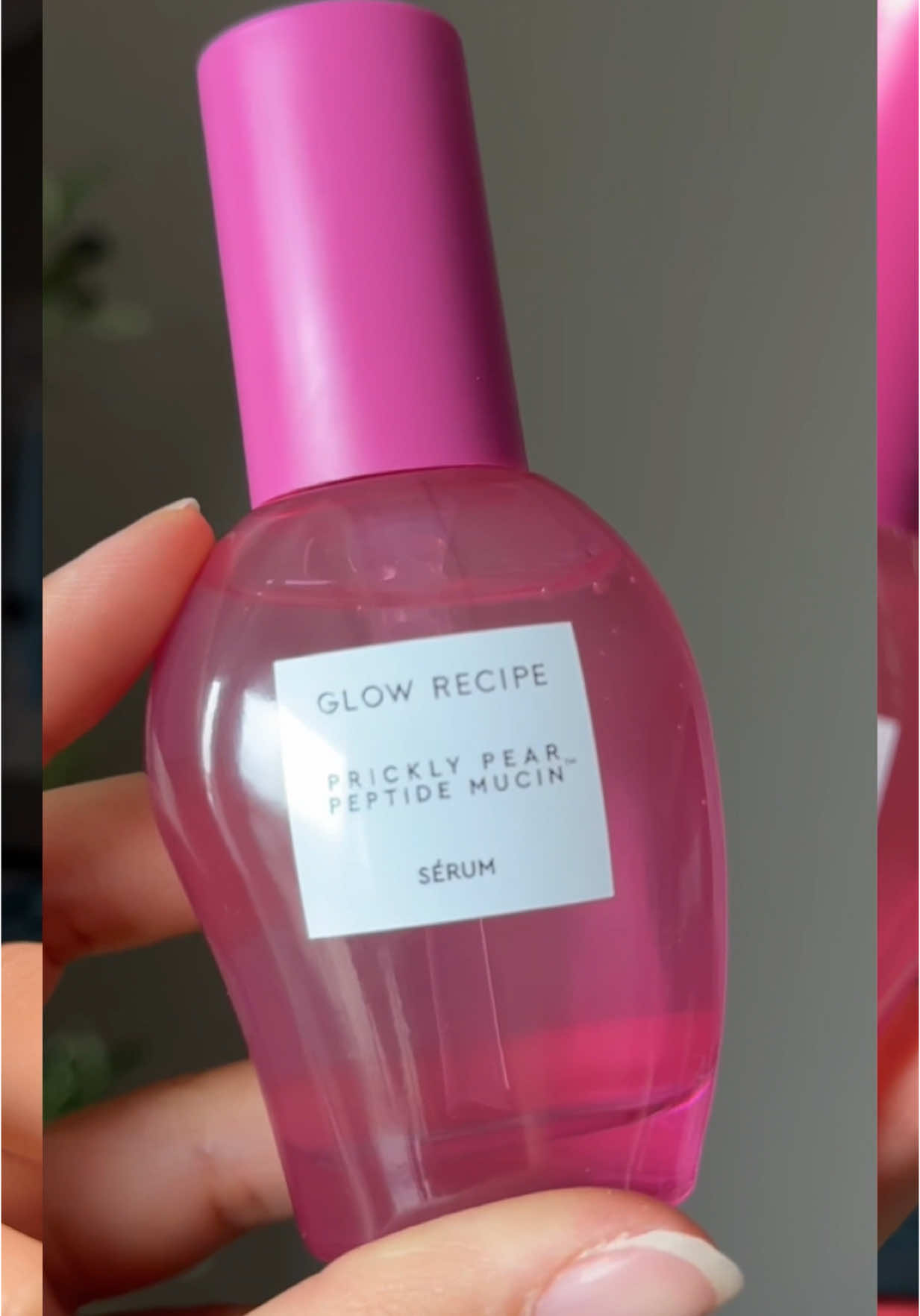 TikTok post by @frishtaxx for Glow Recipe. Caption reads: [...] the prickly pear peptide mucin from @Glow....