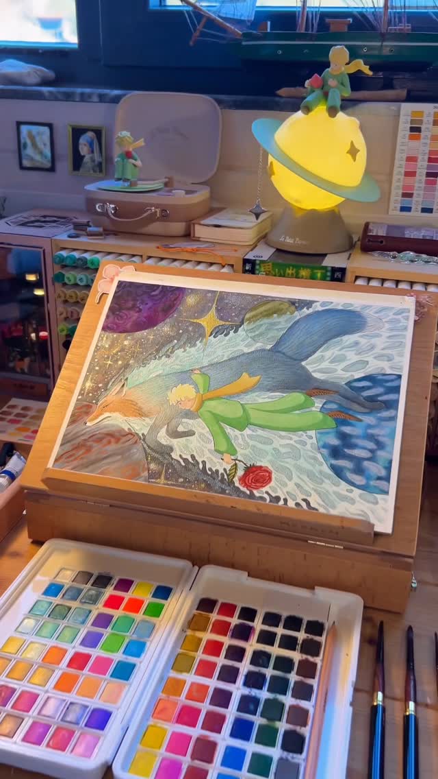 Instagram post by @calmforeststudio for Martube Gift. Caption reads: A dreamy Little Prince-inspired illustration,....