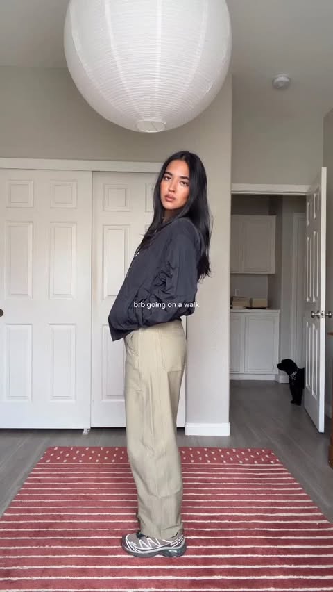 Instagram post by @anggjimenez for Athleta. Caption reads: just a girl & her walking outfit ⭐️ @athleta....