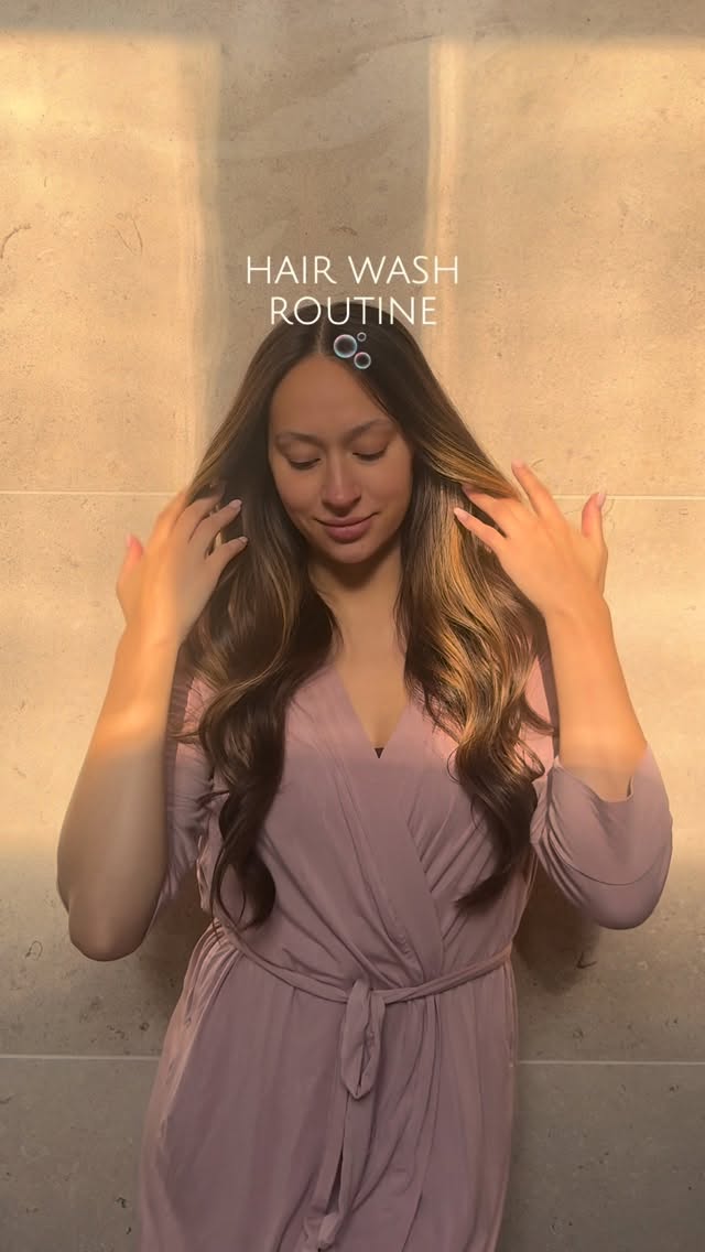 Instagram post by @misha__bell for Bur Bur. Caption reads: Here’s my simple hair wash routine with....