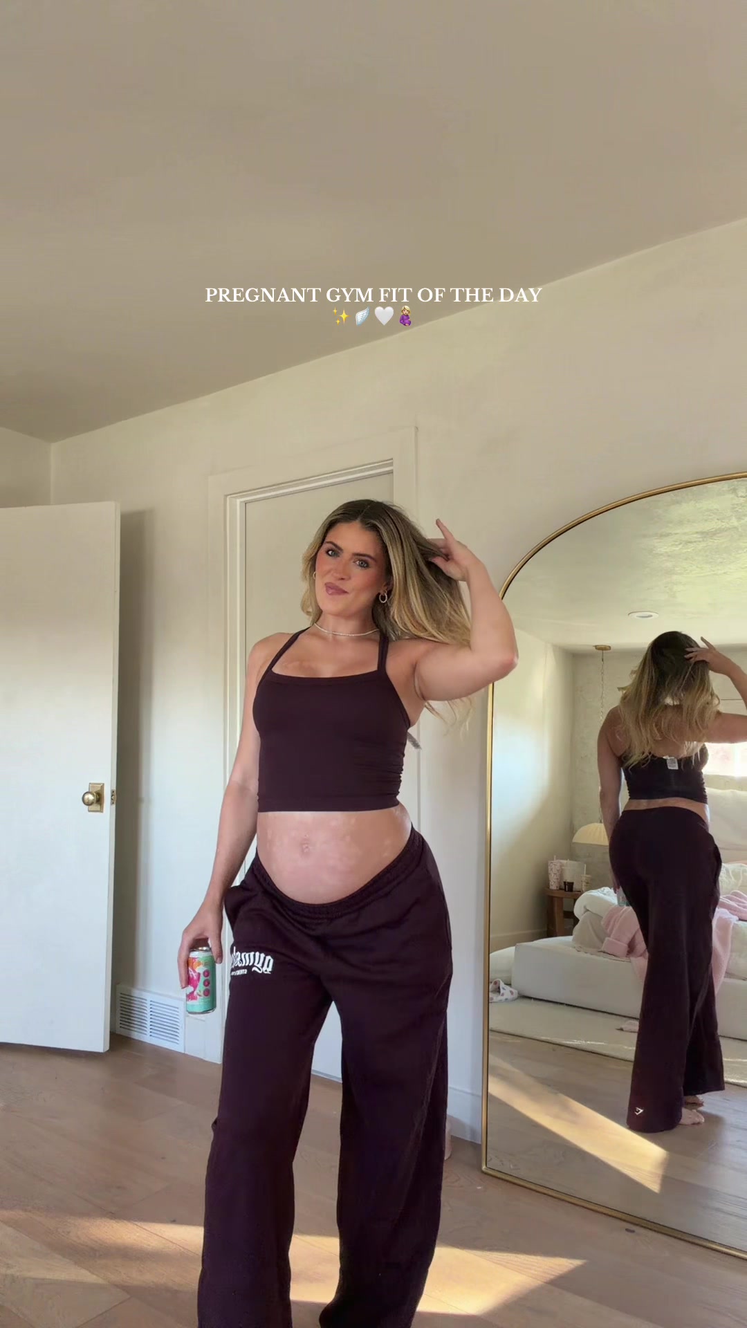 TikTok post by @whitneyysimmons for Alani Nutrition. Caption reads: don’t worry, I tucked the tag in 😭 see you at the....