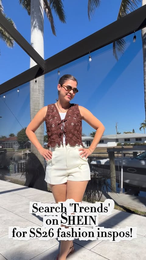Instagram post by an influencer for SHEIN. Caption reads: [...] SS26 Trends pieces I found on SHEIN —....