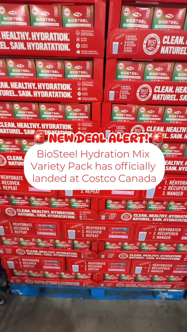 Instagram post by @costcofindscanada for BIOSTEEL. Caption reads: 🚨 NEW DEAL ALERT! 🚨
‌
The all-new....