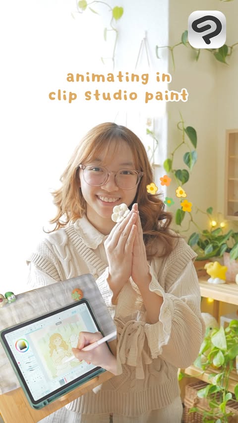 Instagram post by @maiberryart for Clip Studio Paint. Caption reads: 💫 the clip studio paint app 🍮 ⊹ ࣪ ˖ sponsored....