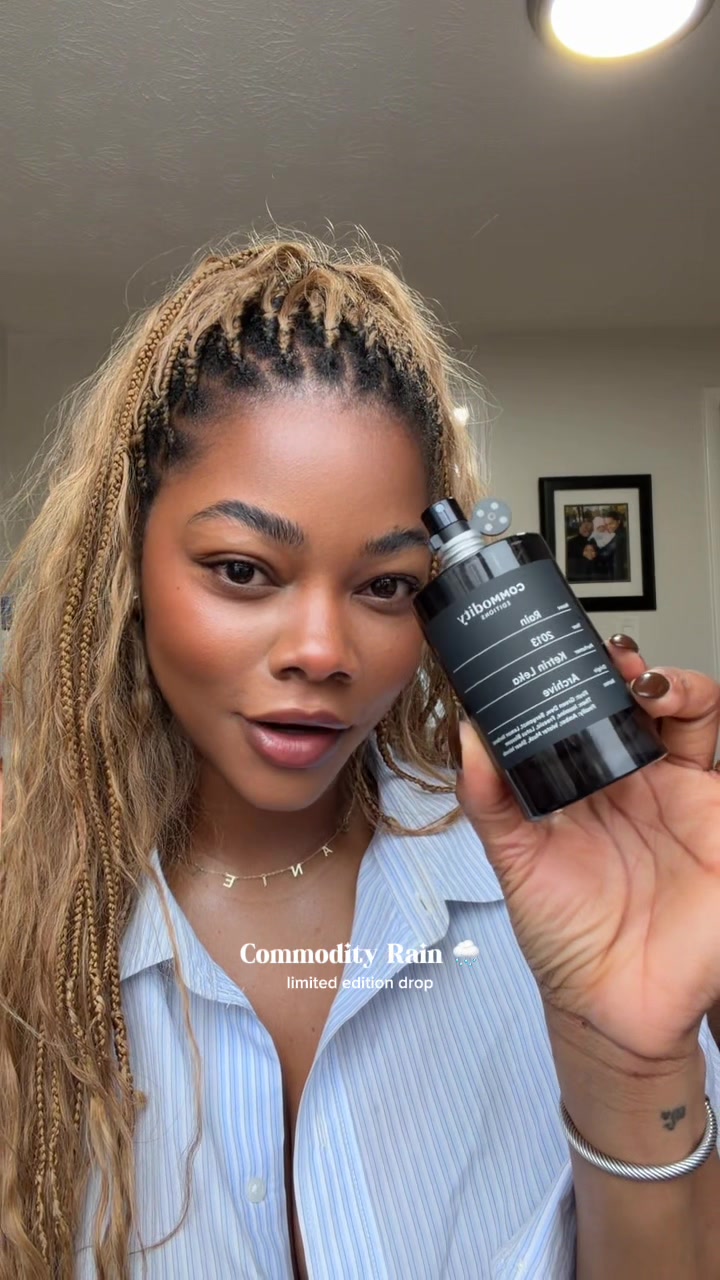 TikTok post by @lifewmessi for Commodity Fragrances. Caption reads: [...] and Rain is worth it 🌧️🌳 @Commodity....