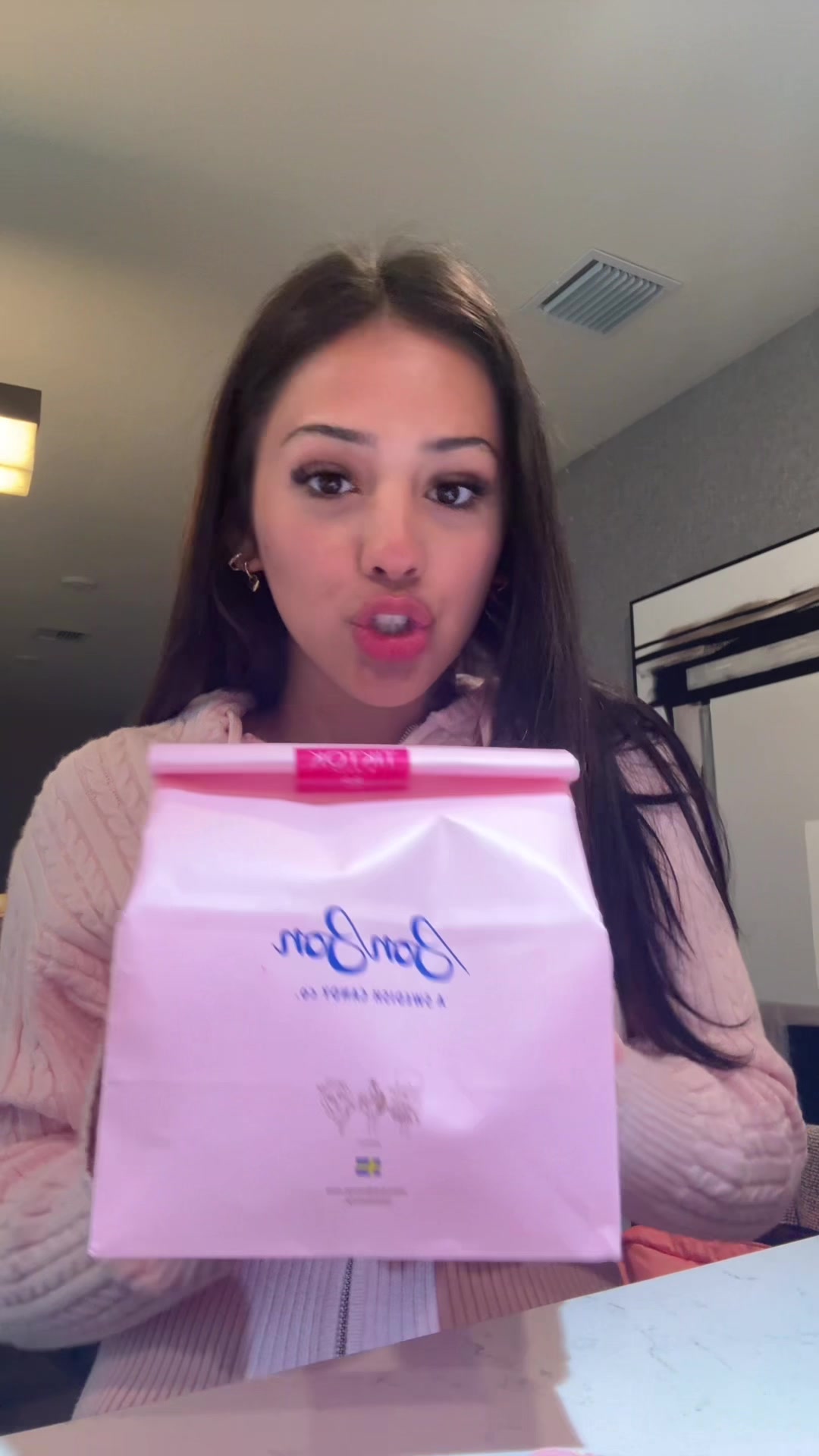 TikTok post by @icedchailattewithlessice for BonBon NYC. Caption reads: Yessss thank you bon bon for sending me these....