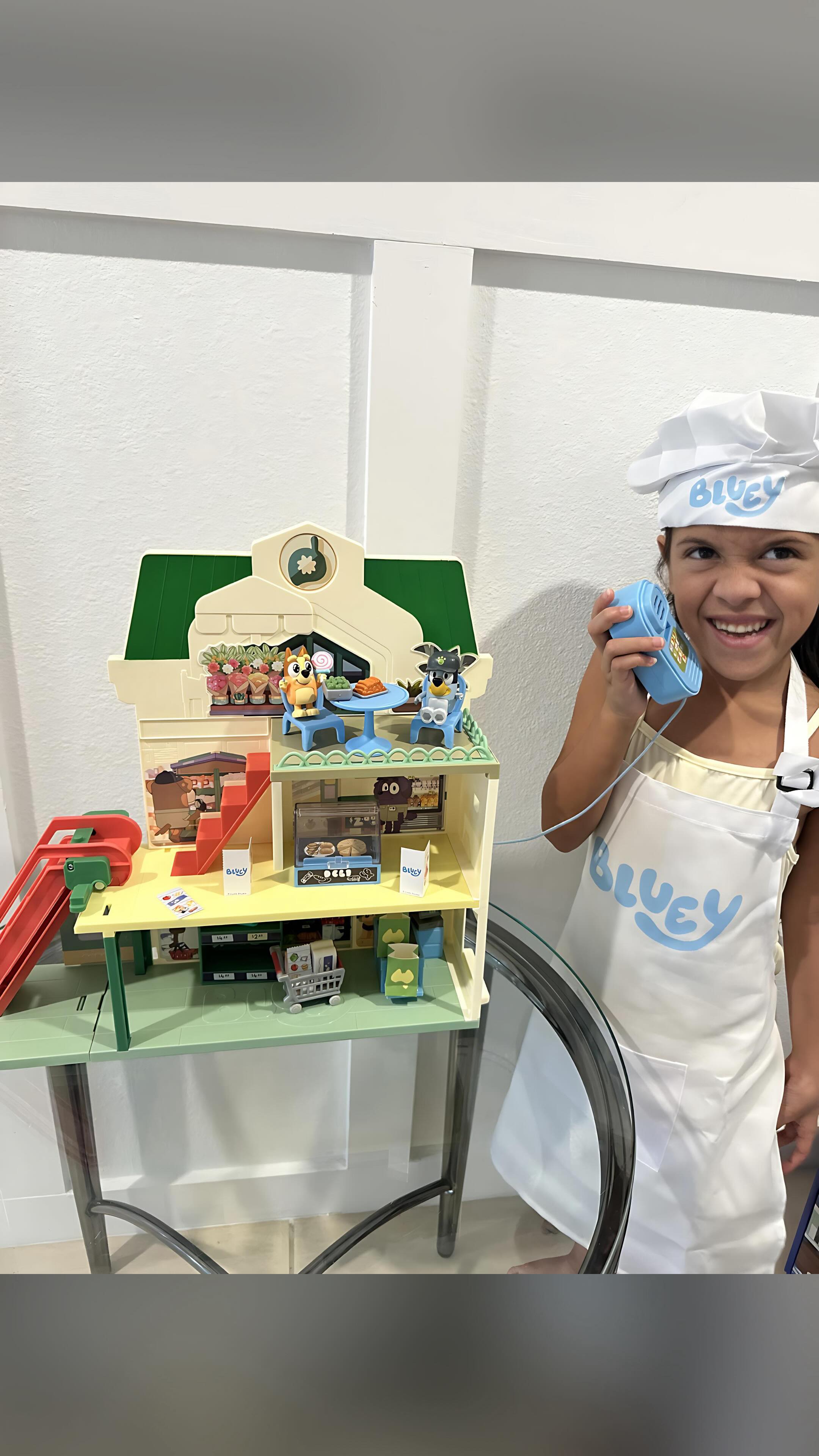 Instagram post by @ultimategirlmom for Moose Toys. Caption reads: #AD Time to cook up a storm with Bluey! 🍽💙 The....