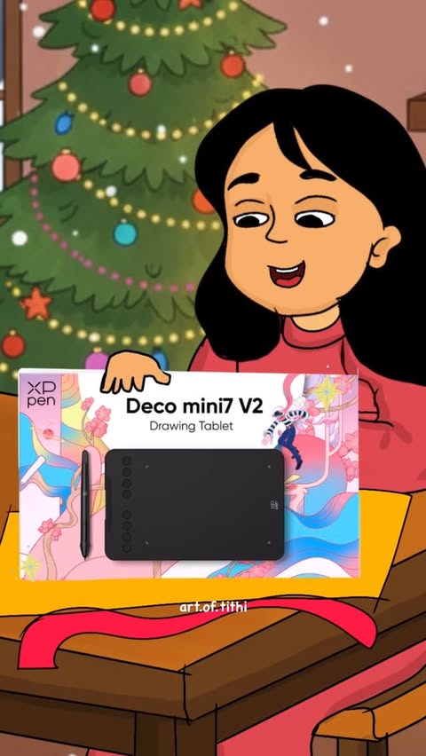 Instagram post by @art.of.tithi for XPPen. Caption reads: [...] one. This Christmas, I’m creating with....