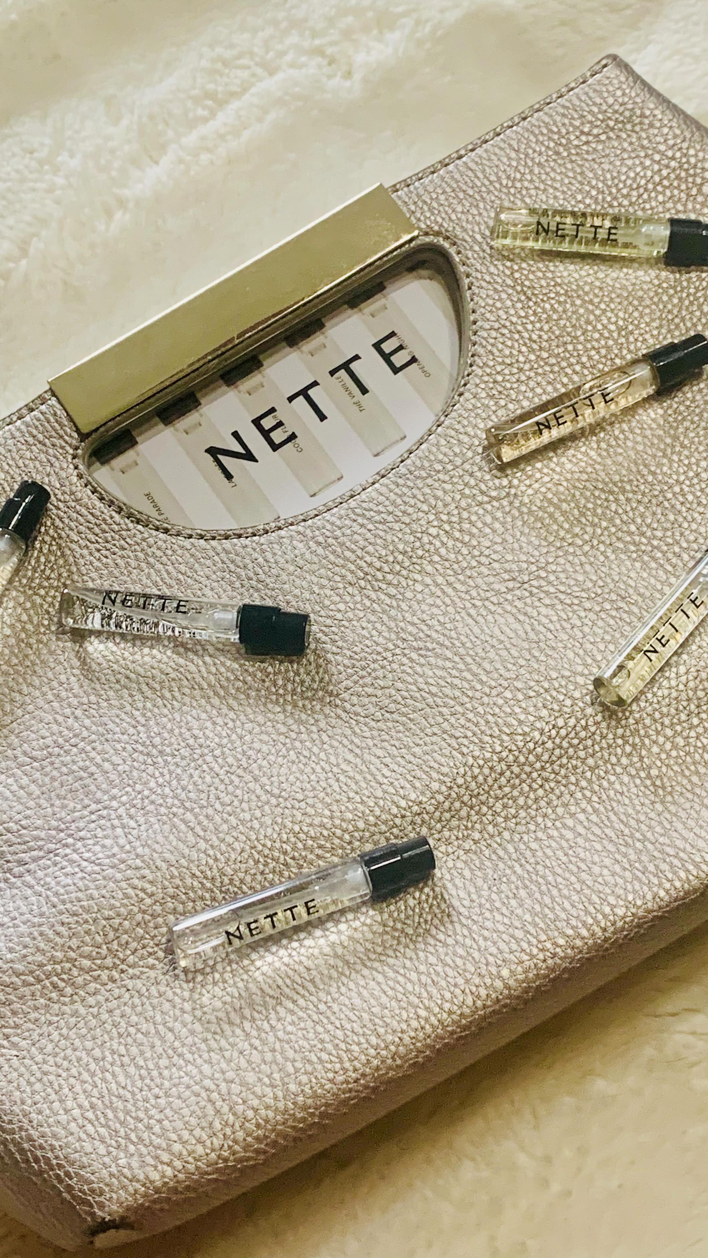 Instagram post by @classyugcreviews for Nette. Caption reads: The Fragrance Discovery Set by @nette.nyc Eau de....