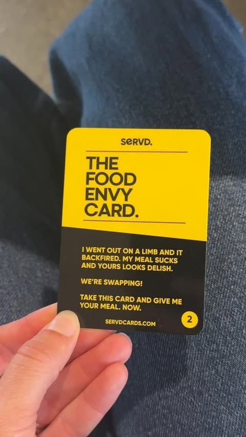 Instagram post by @leni.fev for SERVD CARDS. Caption reads: Better luck next time dad 🤣 @servdcards....