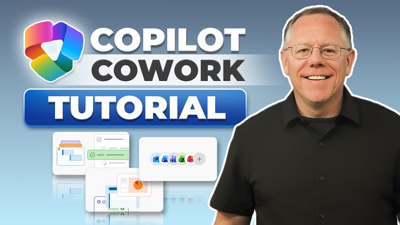 YouTube post by @KevinStratvert for Resistencia Cultural. Caption reads: Copilot Cowork Tutorial.