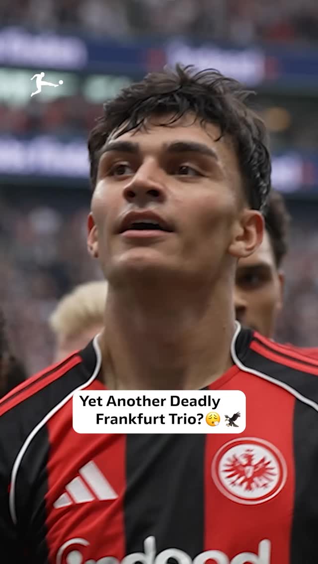 Instagram post by @bundesliga for Amazon Web Services. Caption reads: @EintrachtFrankfurt's new trio are already on fire....