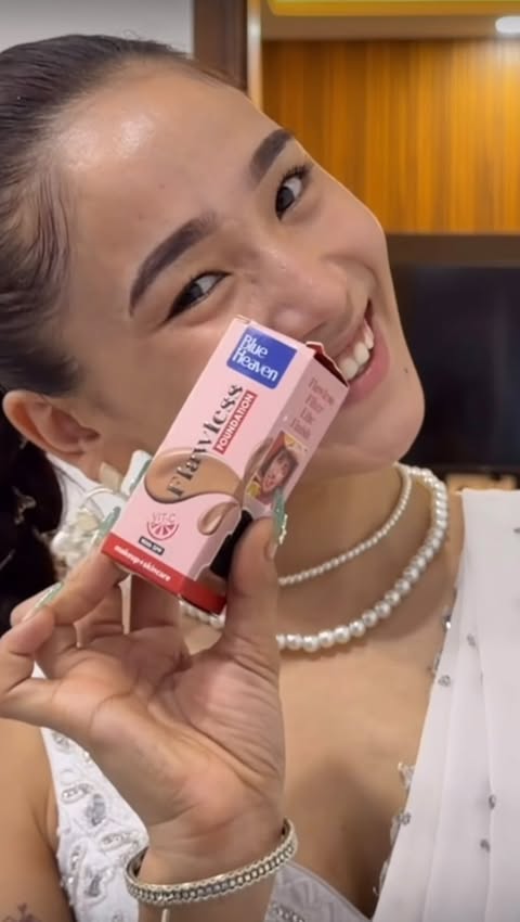 Instagram post by @amelia_ig20 for Blue Heaven Cosmetics. Caption reads: GRWM for my “Best friends wedding” ✨ “Best and....