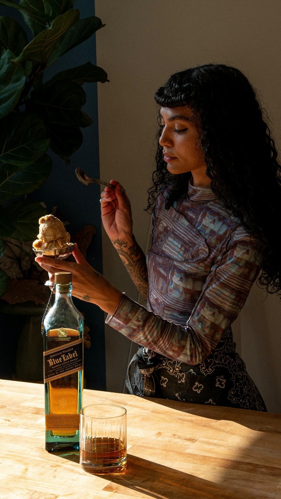 Instagram post by @sophia_roe for Johnnie Walker US. Caption reads: #ad There’s nothing I love more than a dessert and....