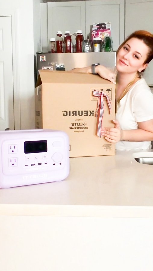 Instagram post by @ellyg.official for BLUETTI. Caption reads: Sometimes all you need is fresh air, good coffee,....