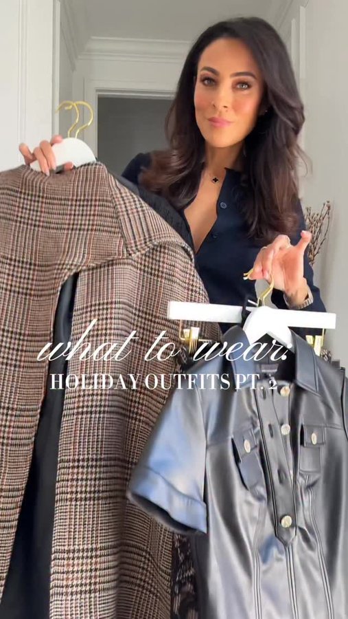 Instagram post by @lucyswhims for White House Black Market. Caption reads: What to Wear: Holiday Outfits with @whbm that will....