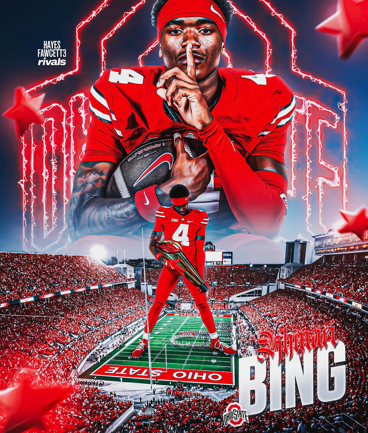 Instagram post by @elitecollegefootball for Barstool Sports. Caption reads: BREAKING: Class of 2026 Safety Khmari Bing has....