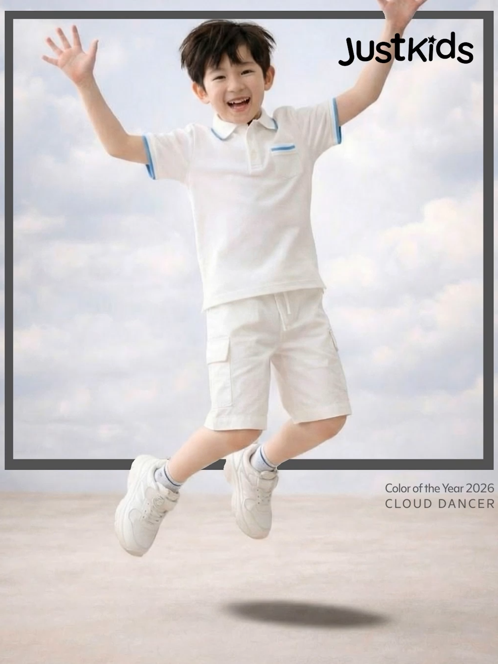 TikTok post by @smkids for SM Store. Caption reads: [...] vibe with #JustKids ☁️👌 🛍️ Get it at SM....