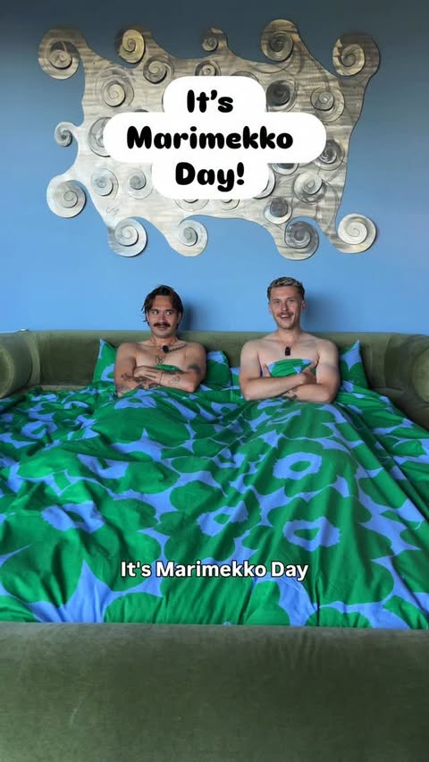 Instagram post by @joshandmatt for Marimekko. Caption reads: ad @marimekkoaunz | Marimekko Day in Finland is....