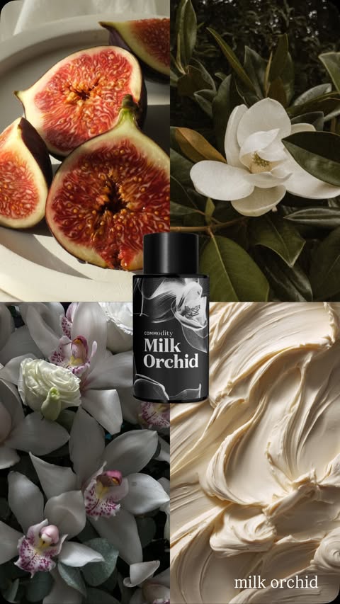 Instagram post by @mary.cj.skinner for Commodity Fragrances. Caption reads: a bite of creamy fig pudding washed down with a....