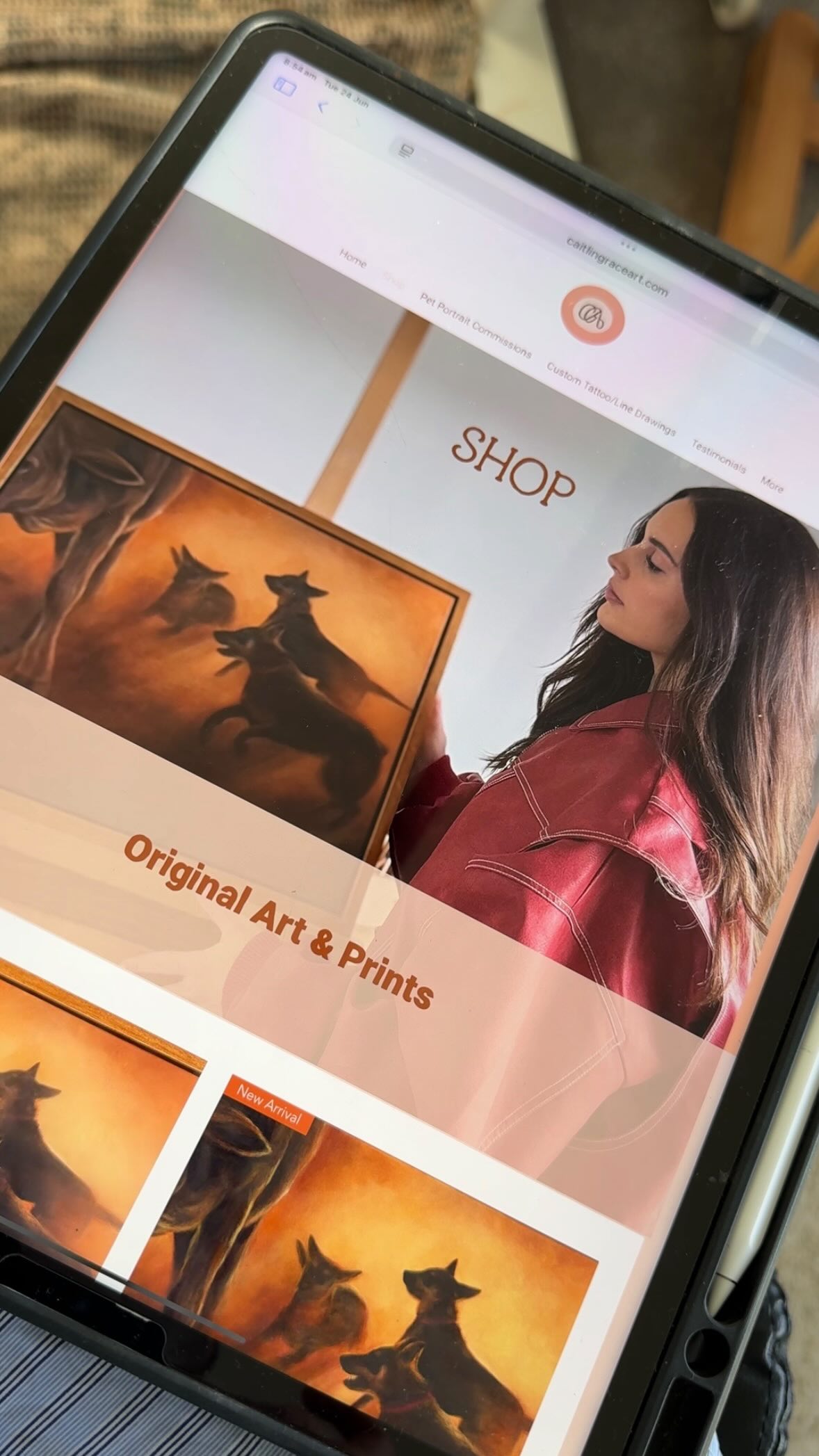 Instagram post by @caitlingrace.art for Wix. Caption reads: The first thing I’d recommend to any artist who’s....