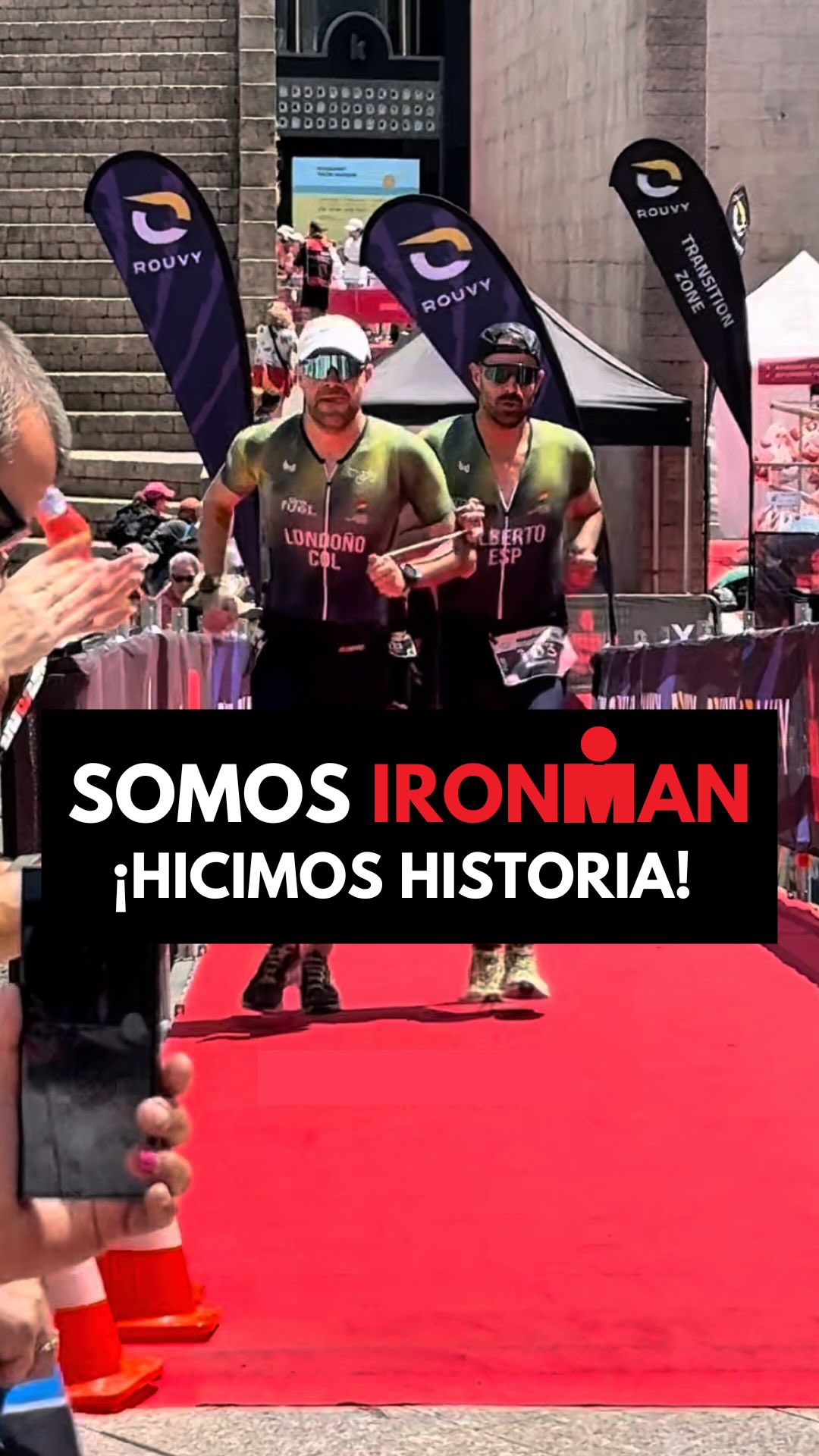 Instagram post by @ciegovisionario for Garmin. Caption reads: MI PRIMER IRONMAN! 🏁🔥 

226 km… a ciegas, pero....
