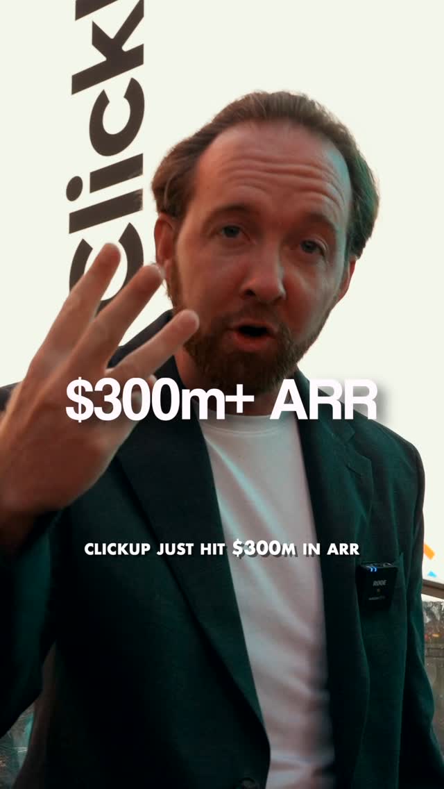 Instagram post by @cunningham for ClickUp. Caption reads: Saw Work Sprawl grinding teams down so badly that....