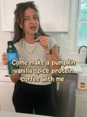 TikTok post by @carissabattaglia for Ballerina Farm. Caption reads: [...] #proteincoffee #momlife #fallcoffee....