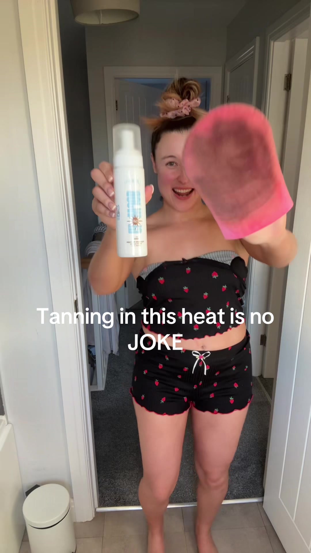 TikTok post by @chattycharlie_ for Grays Glowjob. Caption reads: Tanning in this heat is no joke 😭😭@Grays Norfolk....