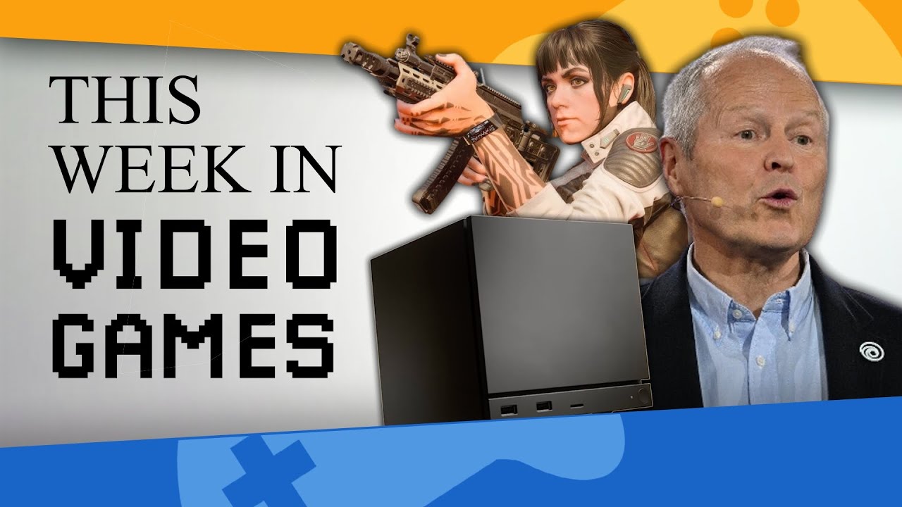 YouTube post by @SkillUp for Displate. Caption reads: Steam Machine price worries + Ubisoft go all-in on....