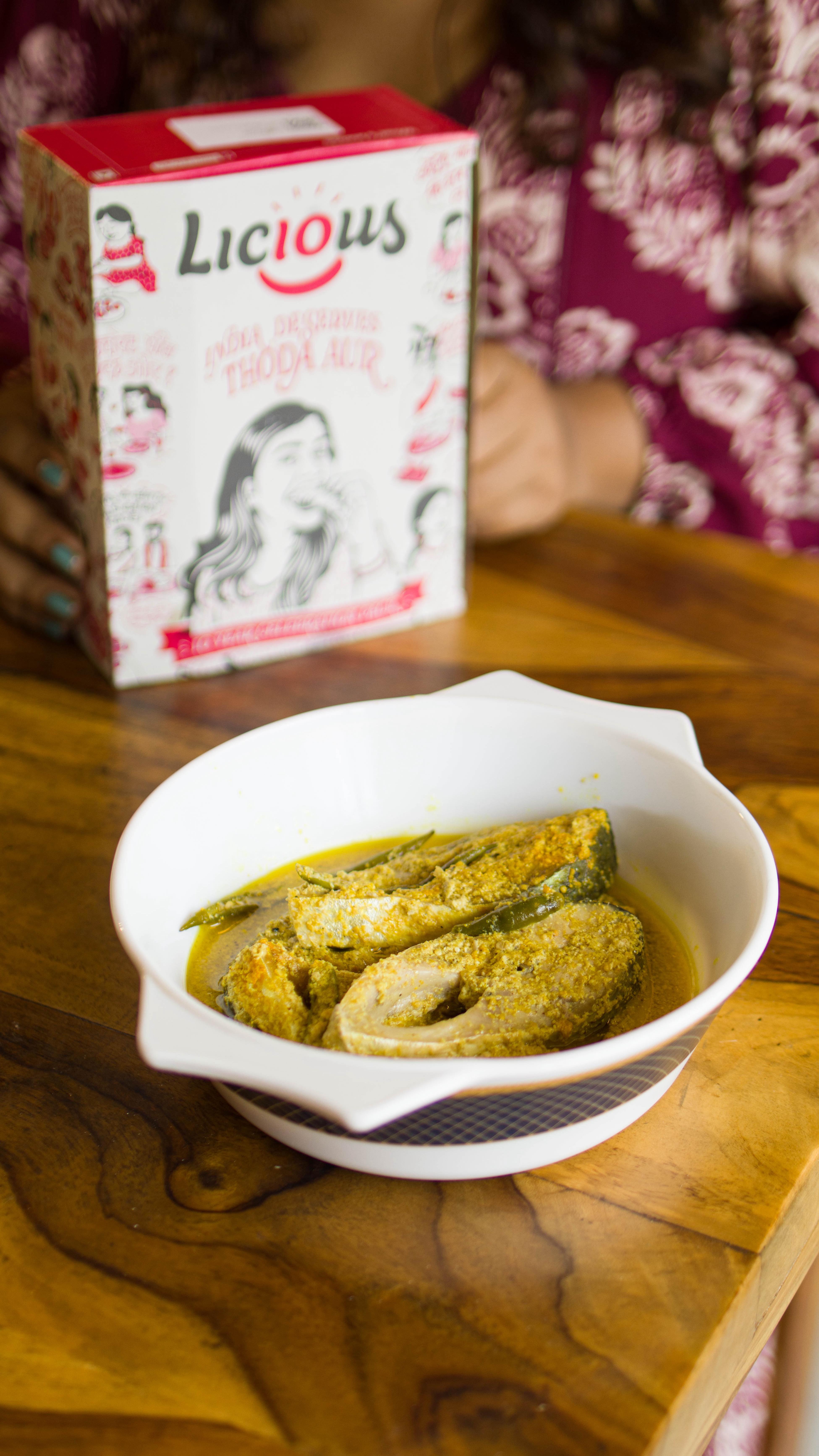 Instagram post by @foodiekismatt for Licious. Caption reads: As Durga Puja brings us together, let’s savor the....