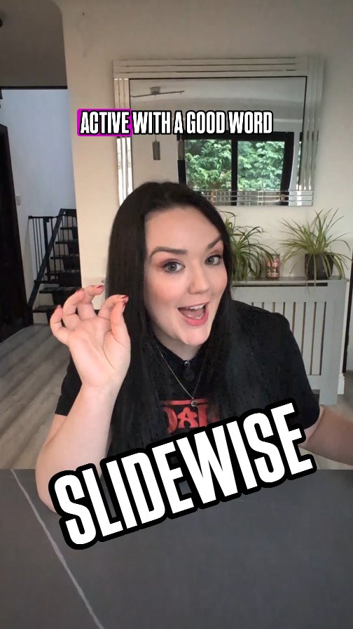 Instagram post by @emgamescoring for Learning Resources. Caption reads: Slidewise is the sliding tile word puzzle game to....