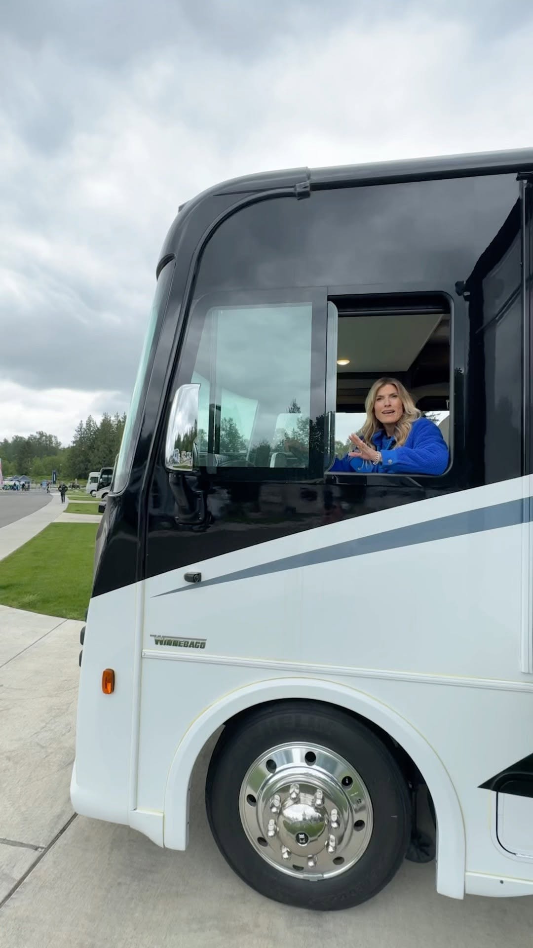 Instagram post by @trishsuhr for Camping World. Caption reads: Yes I RV… 😉

#rv #glamping #lifeontheroad.