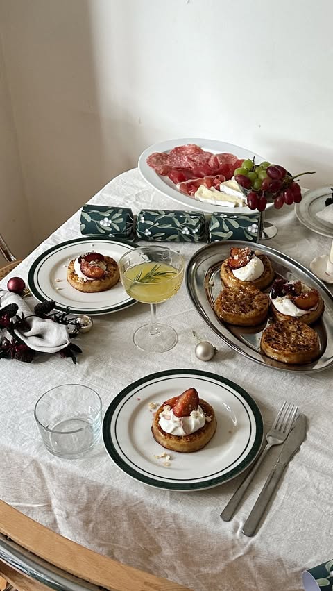 Instagram post by @bakedbybenji for Ocado. Caption reads: AD. Caramelized crumpets.. but make it festive!....