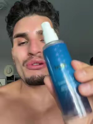TikTok post by @el_romantico_p for Iero Beauty. Caption reads: @ieró Beauty I call it my re-dew spray. Helps heal....