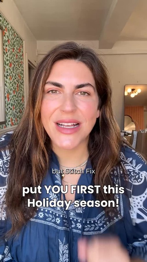 Instagram post by @katiesturino for Stitch Fix. Caption reads: The holidays are magical — but they’re also....