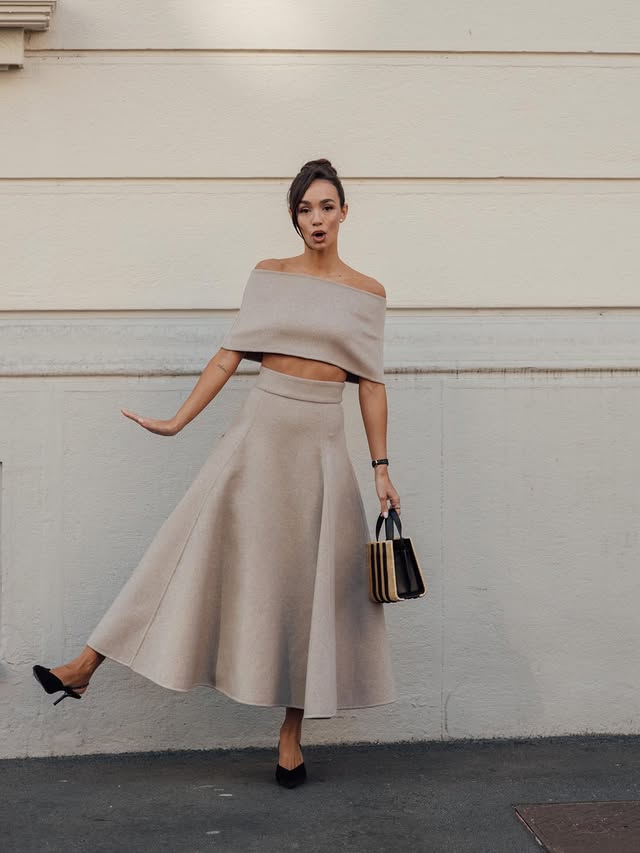 Instagram post by @blancaarimany for Max Mara. Caption reads: #MaxMaraFW26 🤎 Timeless and understated [...].
