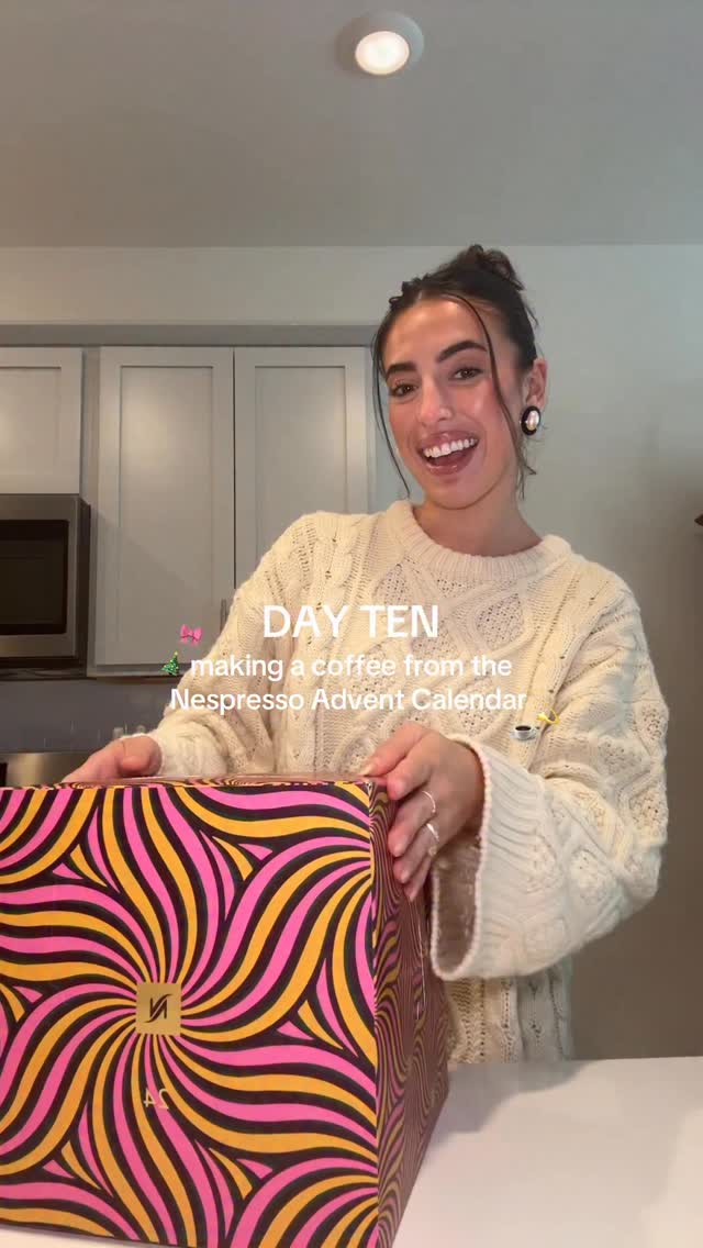 Instagram post by @aubreemaymurphy for Chobani. Caption reads: [...] #adventcalendar2025 @nespressousa @chobani.