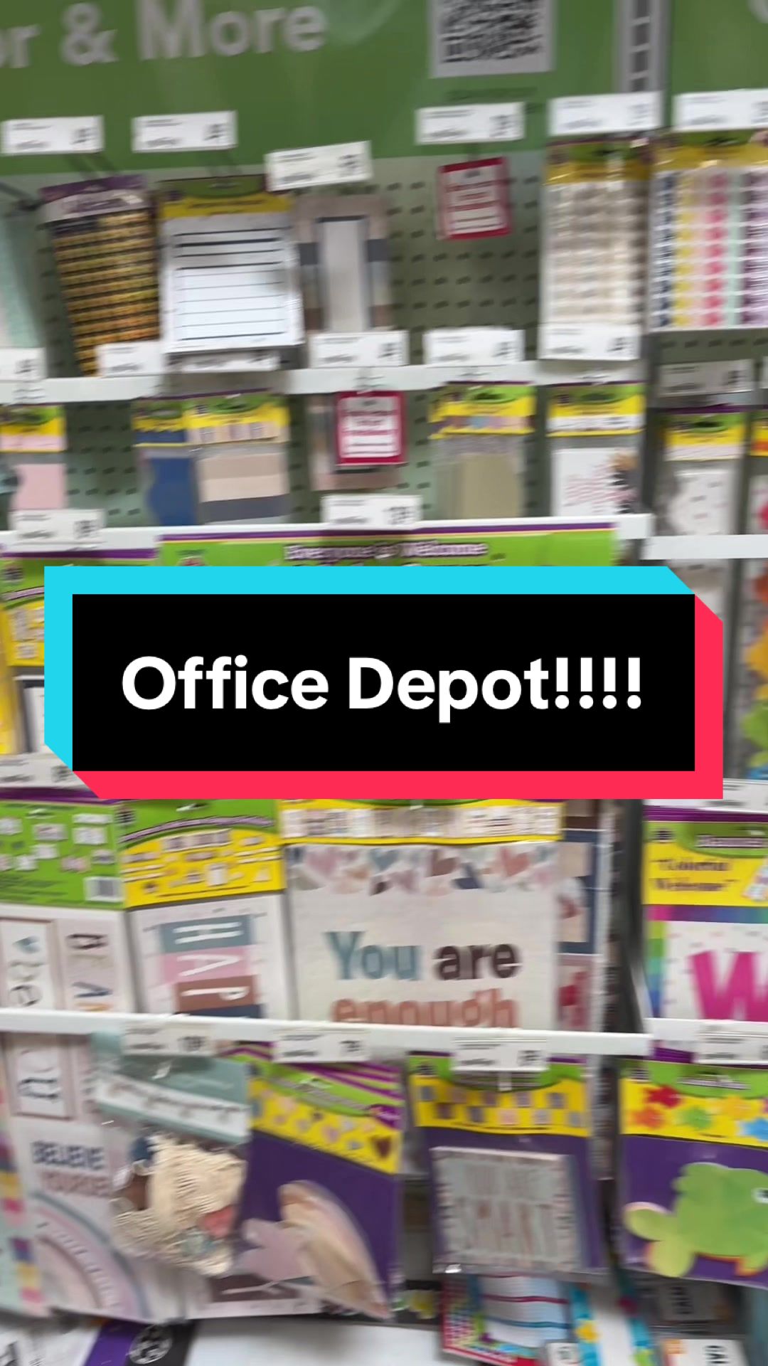 TikTok post by @sonjawhite_teach for Office Depot. Caption reads: @Office Depot blessed my class with a $100 gift....