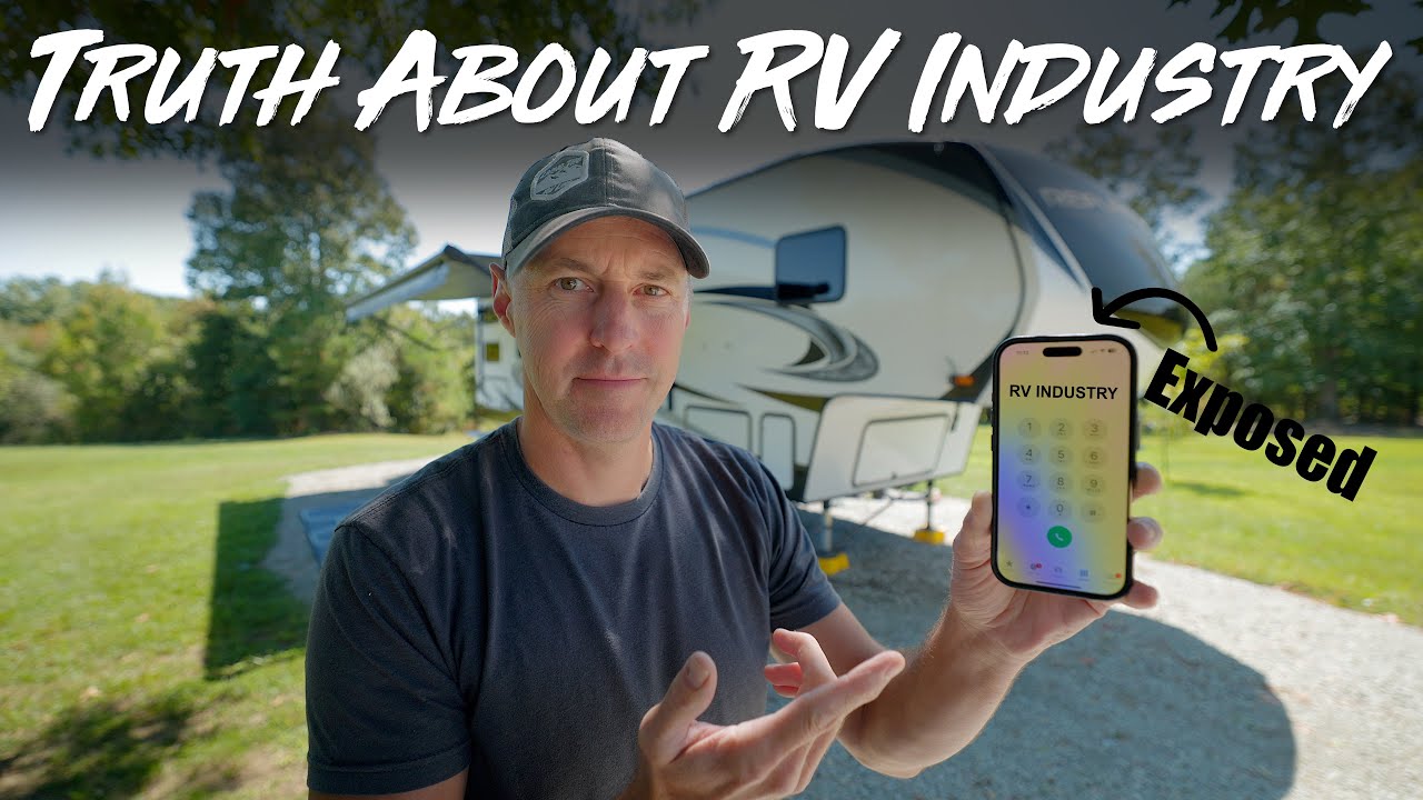 YouTube post by @AllAboutRVs for RVLock. Caption reads: Dirty Truth Of RV Industry Support! Finding Good....