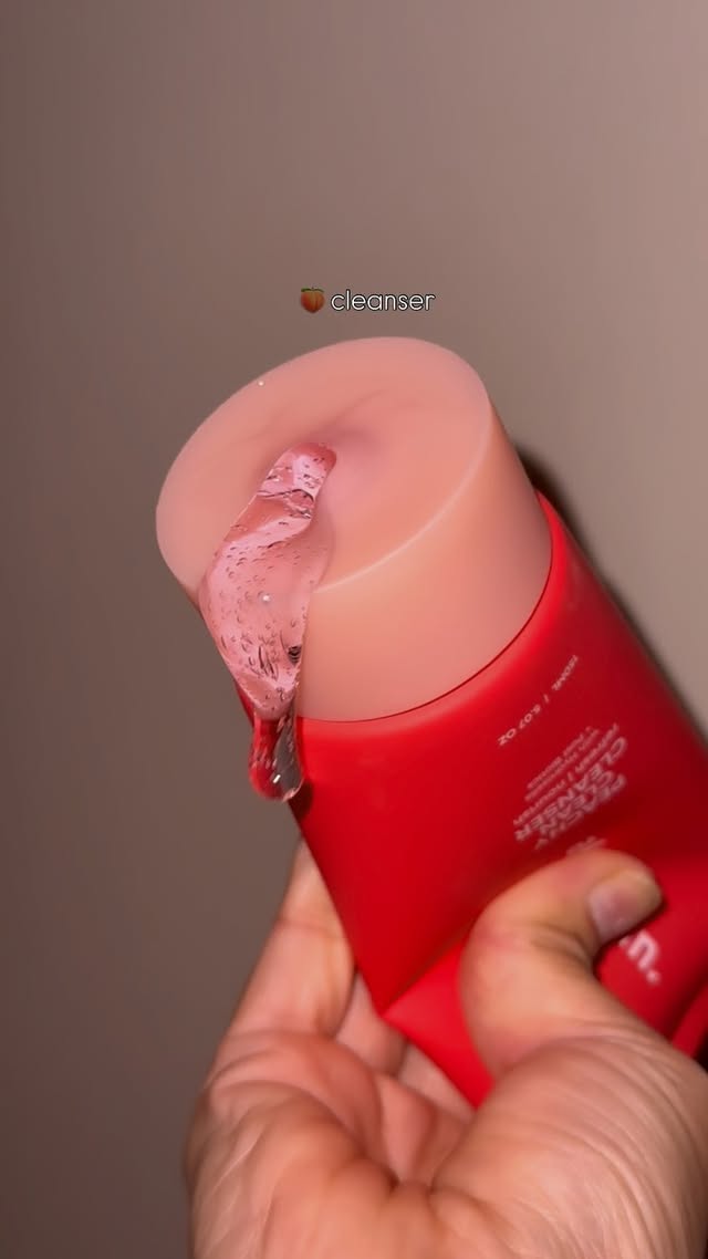 Instagram post by @abeerafarooq11 for Alya Skin TM. Caption reads: Peachy Clean Cleanser @alyaskinaus A peachy-fresh,....