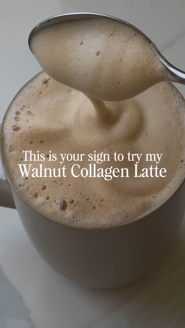 Instagram post by @tashafranken for Four Sigmatic. Caption reads: I am OBSESSED with my morning collagen walnut....