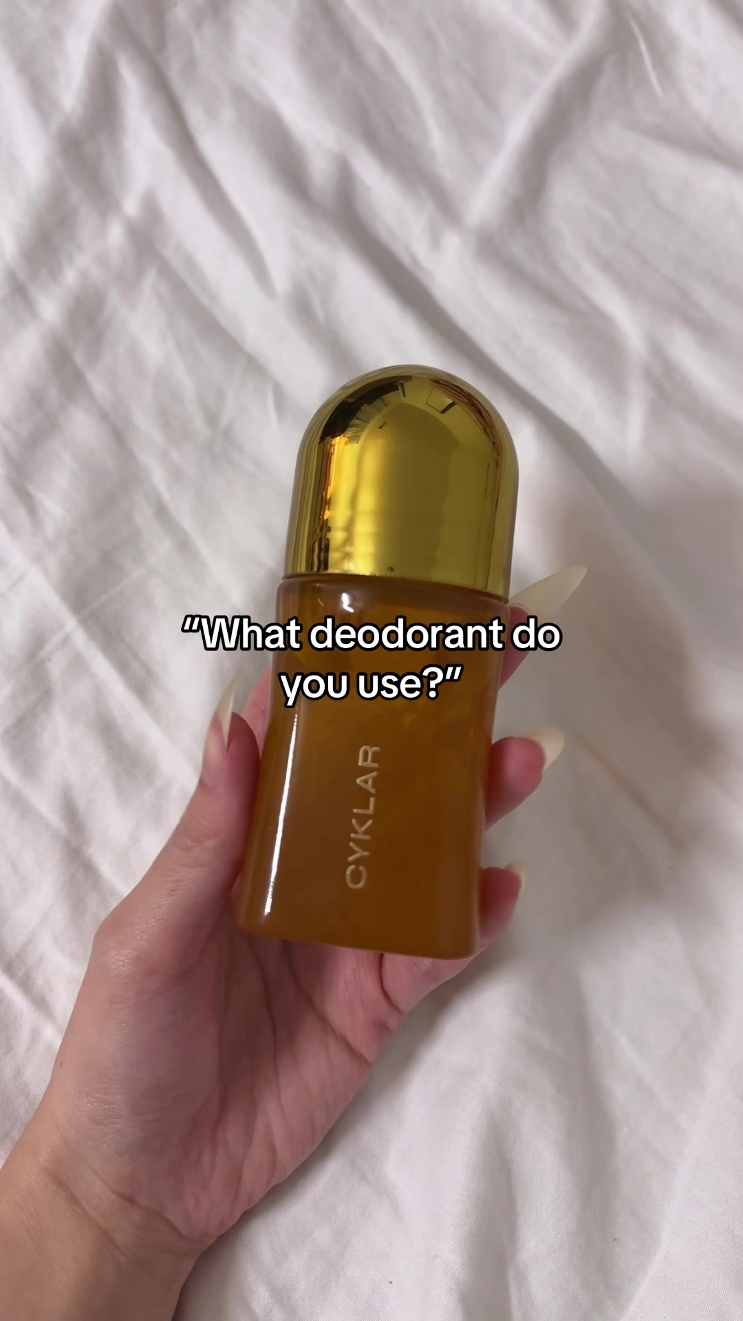 TikTok post by @carewithmi for CYKLAR. Caption reads: [...] #brightening #deodorant #underarmcare....