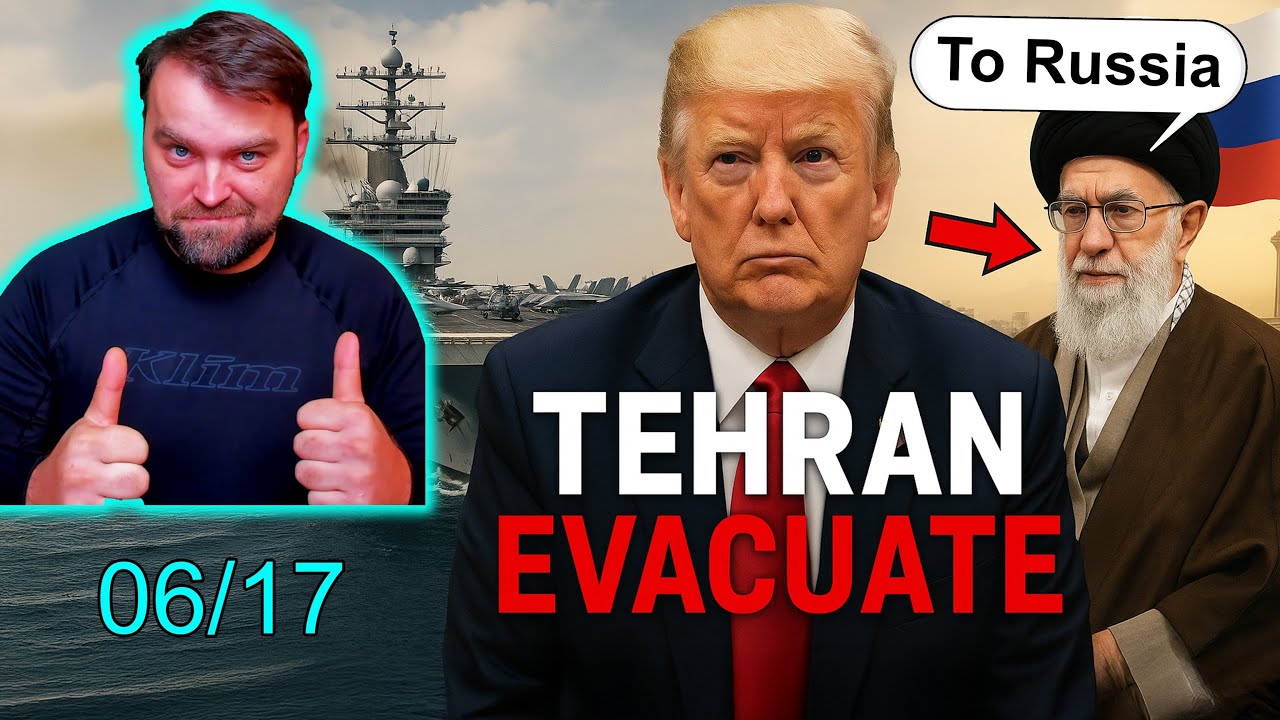 YouTube post by @DenysDavydov for Ekster. Caption reads: Update on Iran, Ukraine | Trump Calls to Evacuate....