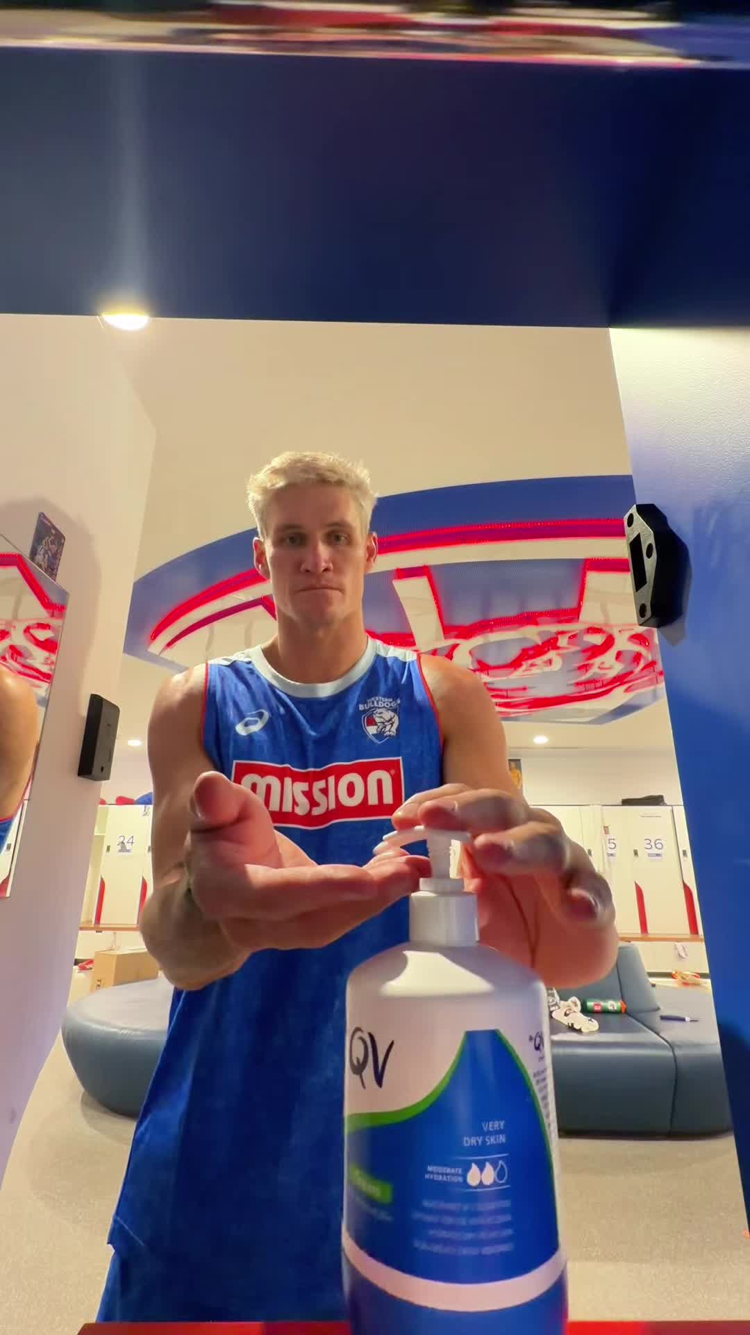 TikTok post by @rorylobb7 for QV Skincare. Caption reads: Training starts and finishes with @QV Skincare .....