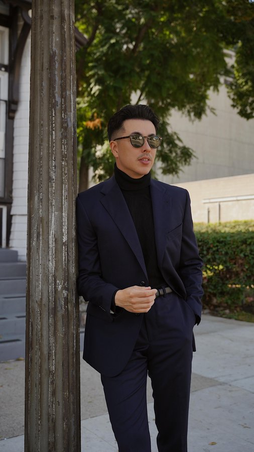 Instagram post by @blakescott for Men’s Wearhouse. Caption reads: Worried about spending money on a suit you’ll only....