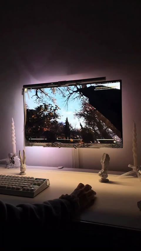 Instagram post by @blacklungio for Nanoleaf. Caption reads: Ad/gifted @nanoleaf Pc Screen Mirror Lightstrip....