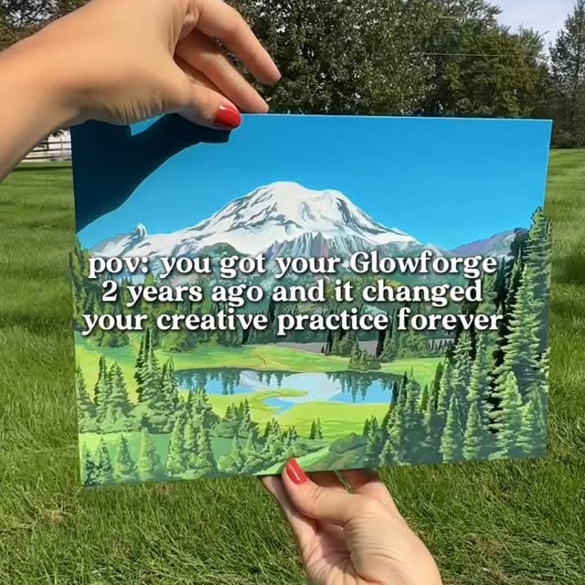 Instagram post by @katehickmanart for Glowforge. Caption reads: this week I’m celebrating two years in my crafty....