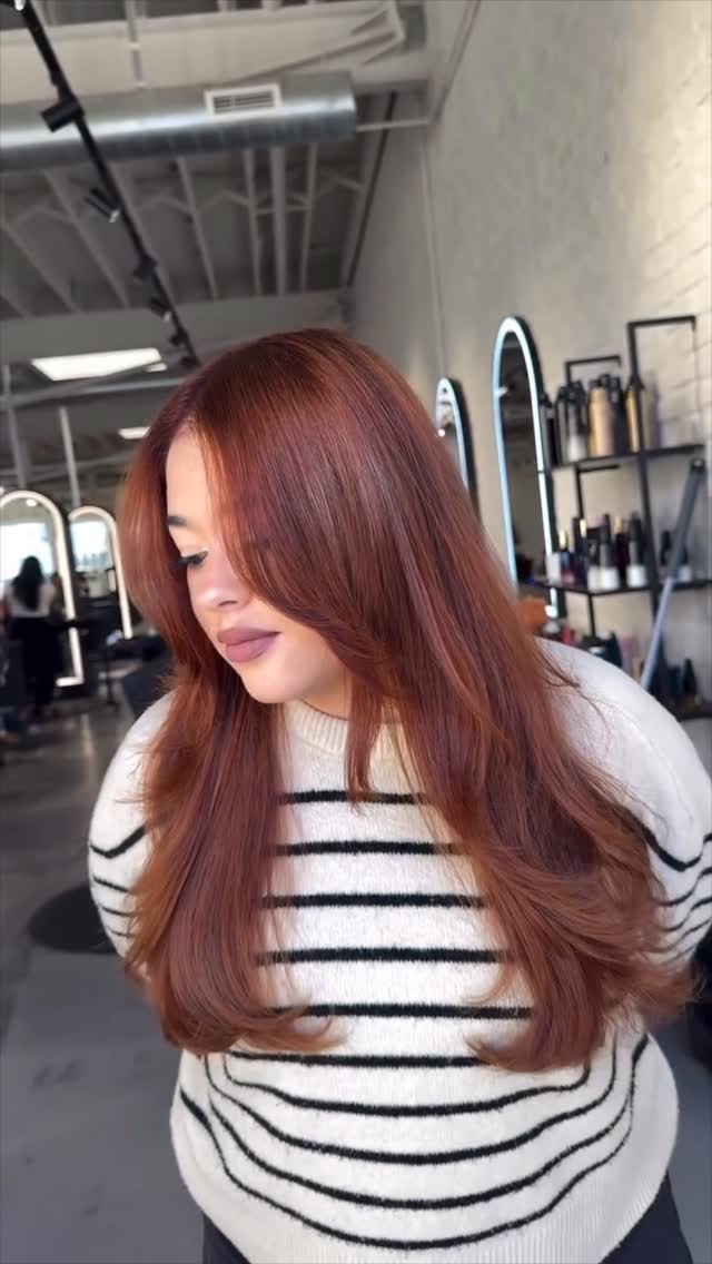 Instagram post by @hairbrained_official for Moroccanoil Professionals. Caption reads: Bringing back Cowboy Copper because it truly is....