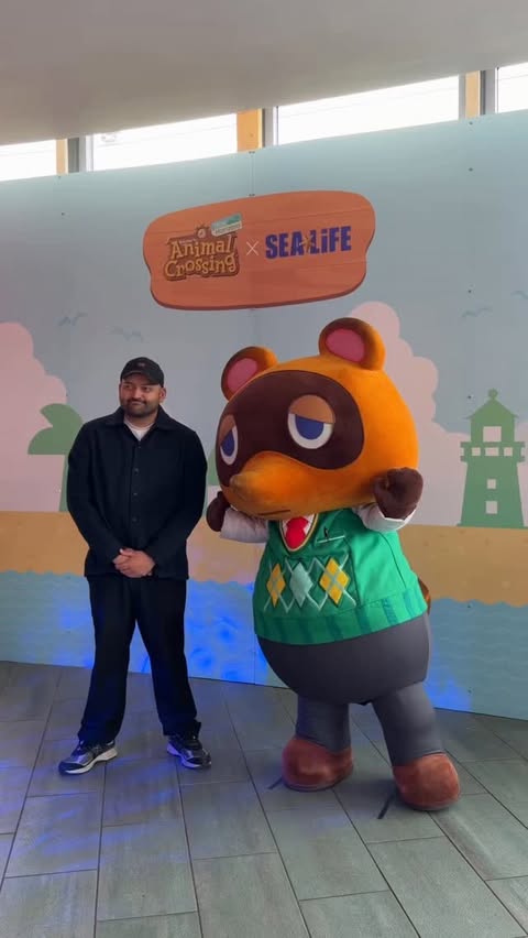 Instagram post by @mayplaystv for Sea Life Centre. Caption reads: AD calling all animal crossing fans in scotland!....